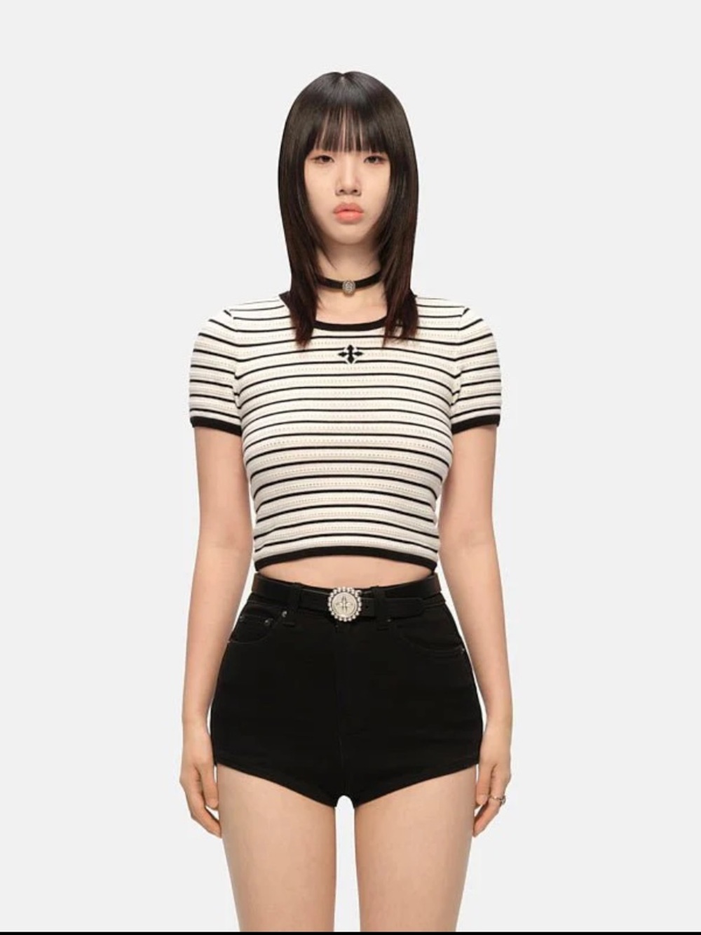 SMFK Vintage School Striped Knit Tee Black White Size M